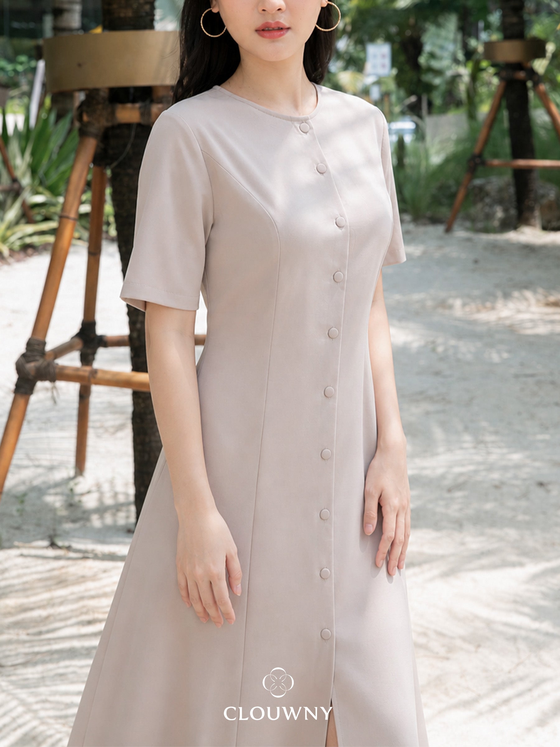 Mirsya Button Dress - Khaki